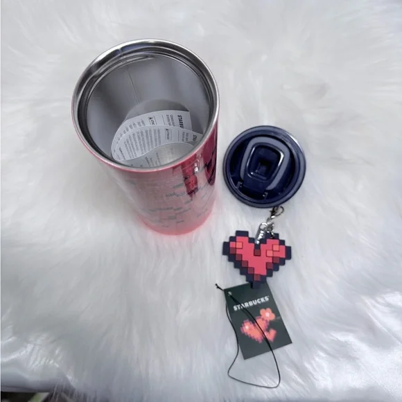 🎀Starbucks Pixelated Pink Tumbler with Dark Blue Lid - Picture 7 of 8